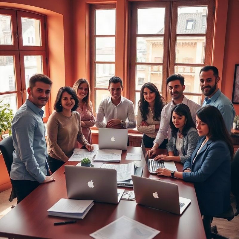 Equipo periodístico reunido en una oficina en Montevideo