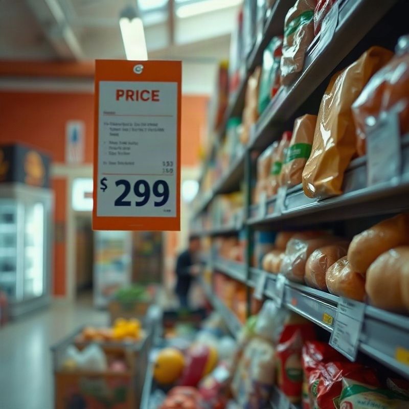 Etiqueta de precio en la góndola de un supermercado uruguayo